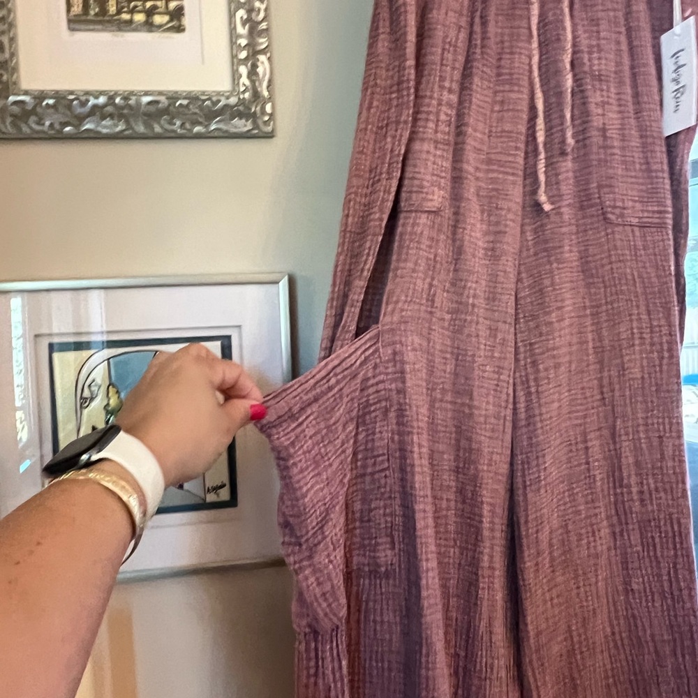 Women's Wide-Leg Drawstring Pants in Dusty Rose - Picture 2 of 4